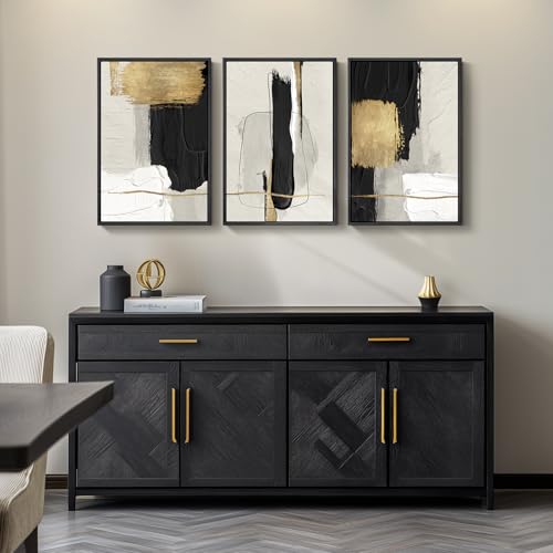 Framed Black and White Abstract Wall Art Set (3 Count)