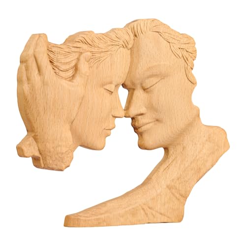 Wooden Kissing Couple Statue Home Decor Anniversary Wedding Gifts