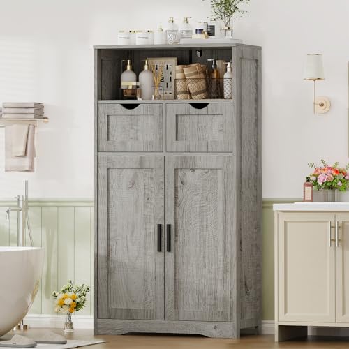 Storage Cabinet with 2 Drawers & 2 Adjustable Shelves
