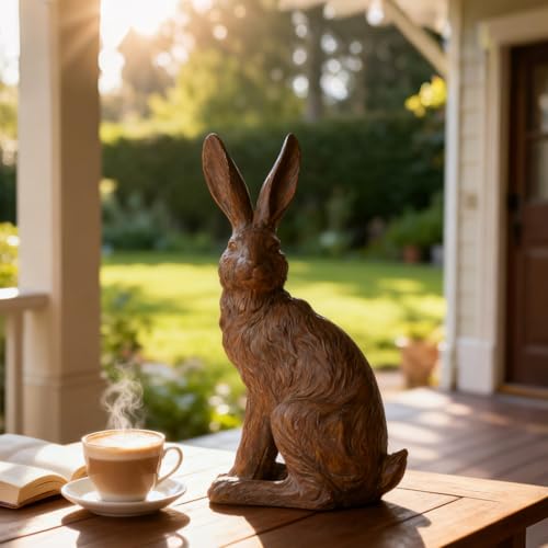 Outdoor Rabbit Garden Statue 12 Inch Brown Bunny Outdoor Decor