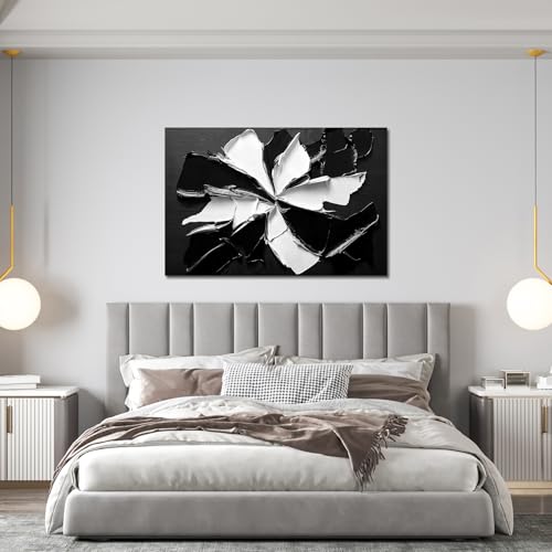 Abstract Wall Art Decor Modern Wall Art Pictures for Living Room Minimalist Black and White Wall Art Prints Abstract Canvas Art Wall Decor Flowers Artwork for Walls Home Office Decorations 24" X 36"