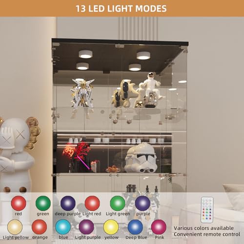 Black Glass Display Cabinet with LED&Mirror