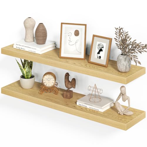 Floating Shelves 39.4" W x 9.3" D Oak Set of 2 (2 Count)