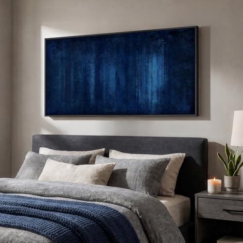 Large Framed Navy Blue Abstract Wall Art