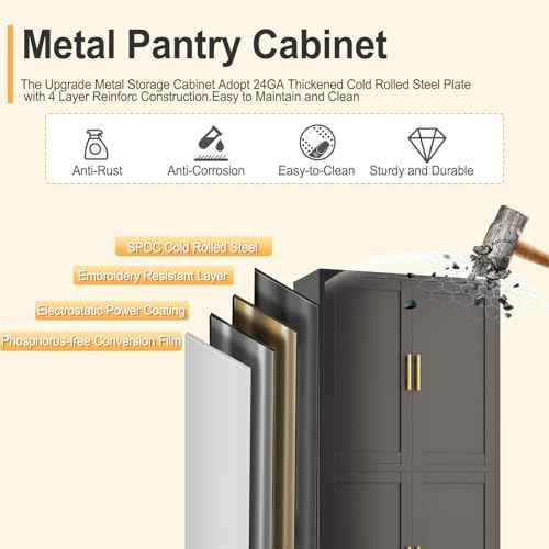 75" Tall Metal Kitchen Pantry Storage Cabinet