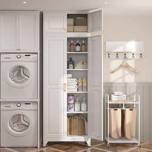 90”Metal Pantry Storage Cabinet with Doors & 4 Adjustable Shelves