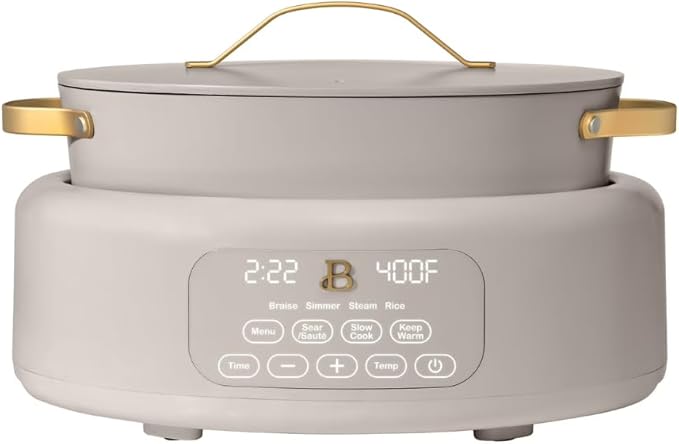10-in-1 Electric Multi-Cooker, 6 Quart Programmable Cooking Pot with Digital Display, Nonstick Interior, One-Touch Controls, Multi-Function Kitchen Appliance (Porcini Taupe)
