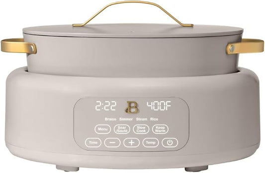 10-in-1 Electric Multi-Cooker, 6 Quart Programmable Cooking Pot with Digital Display, Nonstick Interior, One-Touch Controls, Multi-Function Kitchen Appliance (Porcini Taupe)