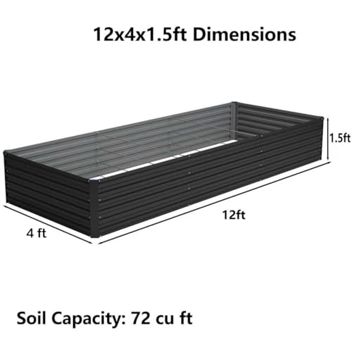 12x4x1.5ft Galvanized Raised Garden Bed