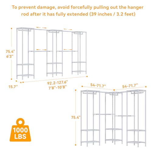 H11 Heavy Duty Clothes Rack White Clothing Rack for Hanging Clothes