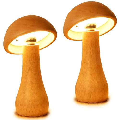 2 Pack Wooden Mushroom Lamp (2 Count)