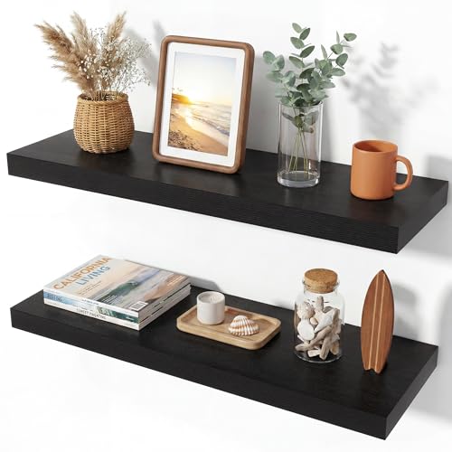 Floating Shelves 31.5" W x 10.3" D Black Set of 2 (2 Count)