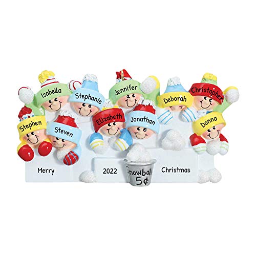 3D Snowball Fight Family of 10 Ornament 2026 Personalized Family Christmas Ornaments 2026