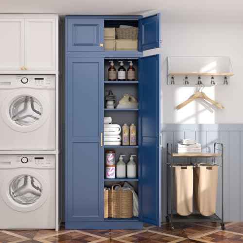 86"Metal Pantry Storage Cabinet with Doors & 4 Adjustable Shelves