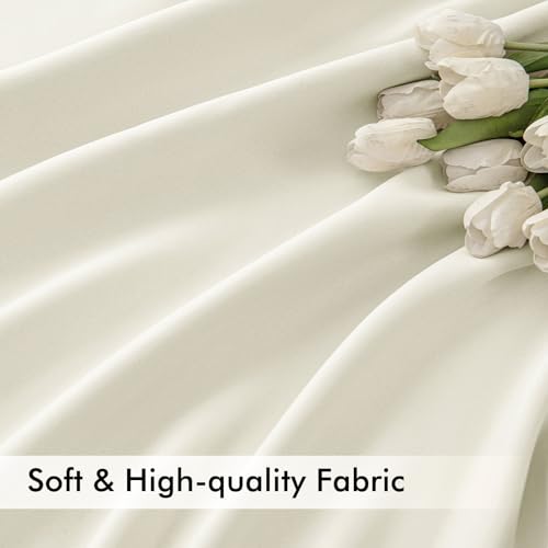Cream Back Tab Blackout Curtains 52x108 Inch Long 2 Panels Set (2 Count)