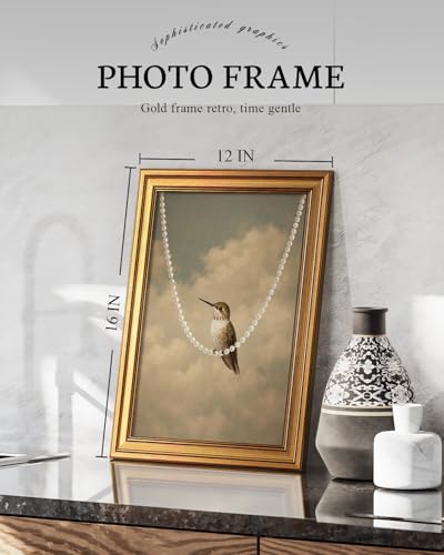 Vintage Hummingbird Pearl Necklace Wall Art Decor
