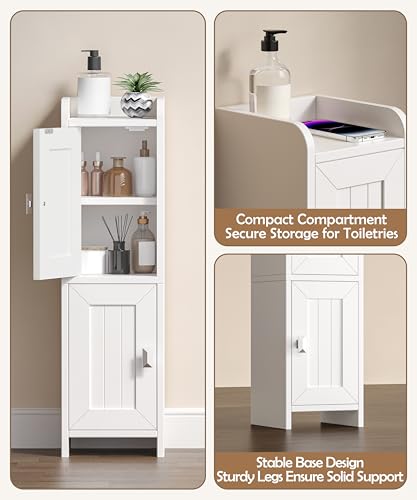 Small Bathroom Cabinet Narrow Toilet Paper Organizer White