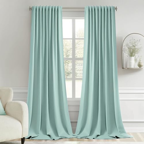 Aqua Back Tab Blackout Curtains 52x120 Inch Long 2 Panels Set (2 Count)