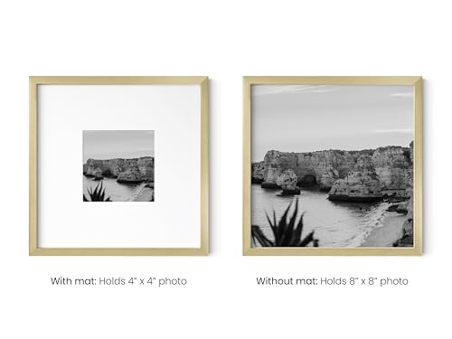 8x8 Gold Metal Picture Frames Matted to 4x4 (3 Count)