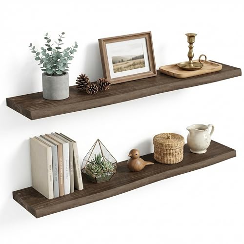 Wood Floating Shelves Live Edge 40” Set of 2 (2 Count)
