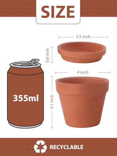 4 Inch Terracotta Pots with Saucers