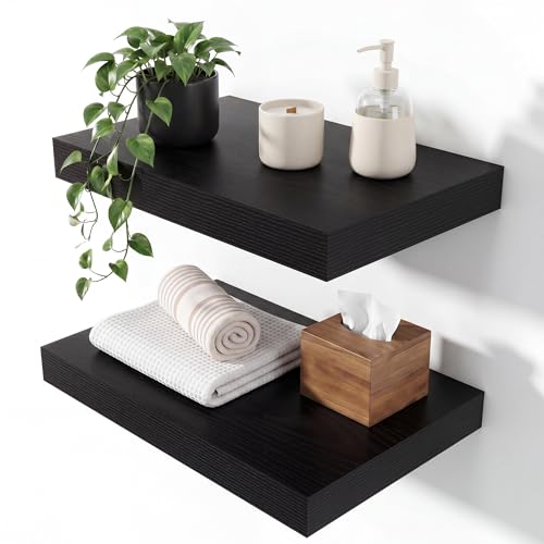Floating Shelves 15.7" W x 10.3" D Black Set of 2 (2 Count)