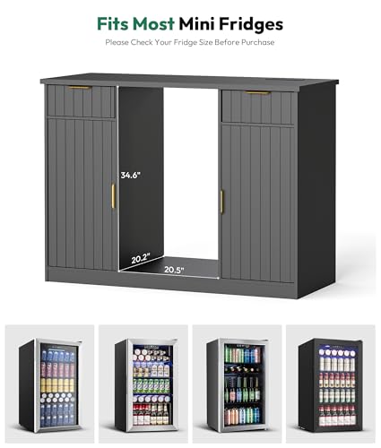 Coffee Bar Cabinet with Fridge Space and Power Outlet