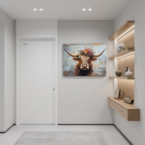 Canvas Wall Art Decor Wall Art Picutures for Living Room Artwork for Wall Decor Highland Cow Wall Art Prints Vintage Wall Art Decor Artwork for Walls Home Bedroom Office Decorations 24" X 36"
