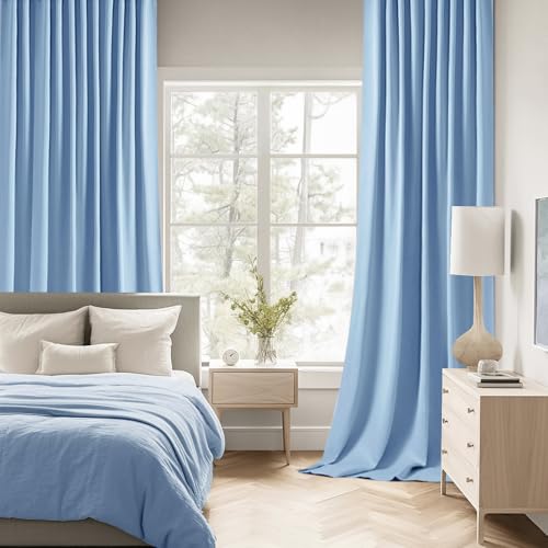 Sky Blue Back Tab Blackout Curtains 52x72 Inches Long 2 Panels Set (2 Count)