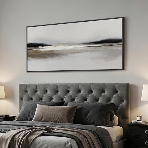 Large Framed Black and White Abstract Wall Art for Living Room