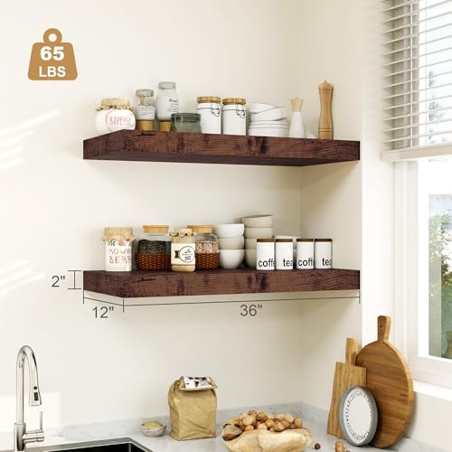 12" Deep Rustic Brown Floating Shelves