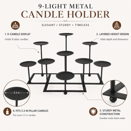 Pillar Fireplace Candle Holder for Inside Fireplace (9 Count)