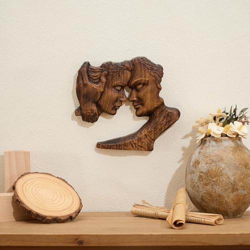 Wooden Kissing Couple Statue Home Decor Anniversary Wedding Gifts