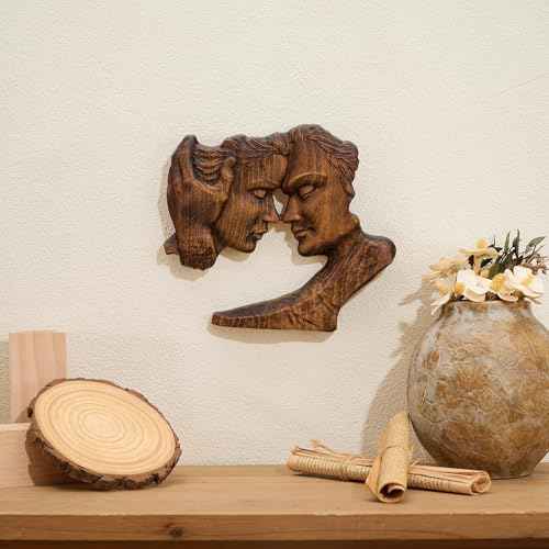 Wooden Kissing Couple Statue Home Decor Anniversary Wedding Gifts