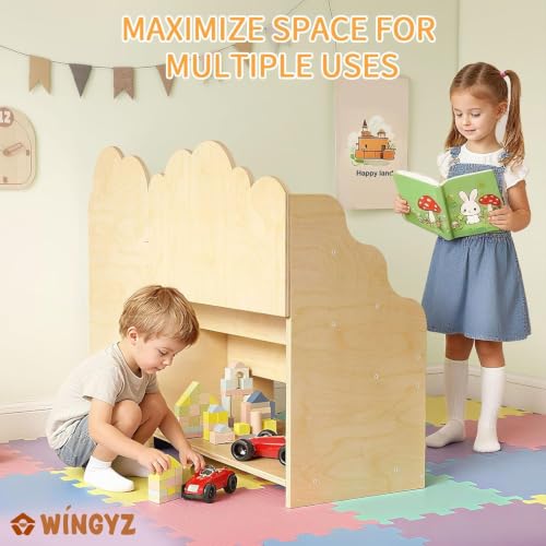 4-in-1 Kids Bookshelf and Toy Storage with Reading Nook, FSC Safety