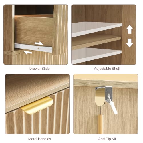 Tall Storage Cabinet with Adjustable Shelf & Drawer