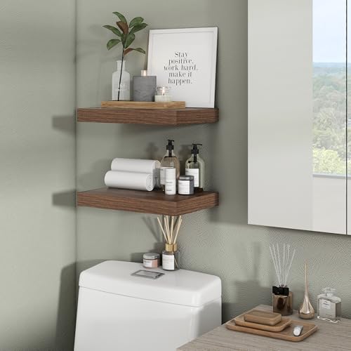Floating Shelves 15.7" W x 10.3" D Walnut Set of 2 (2 Count)