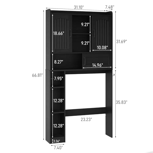 Over The Toilet Cabinet with 2 Barn Doors & Sliding Door