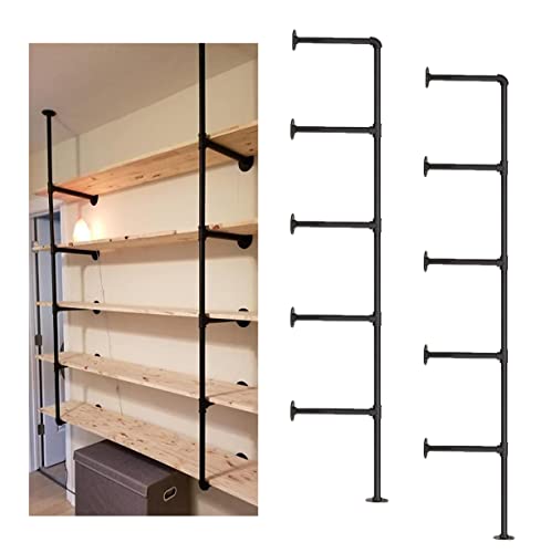 Industrial Wall Mount Iron Pipe Shelf Shelves Shelving Bracket Black Vintage Retro Ceiling Hung Shelf DIY Open Bookshelf Storage for offcie Room Kitchen (151 Count)