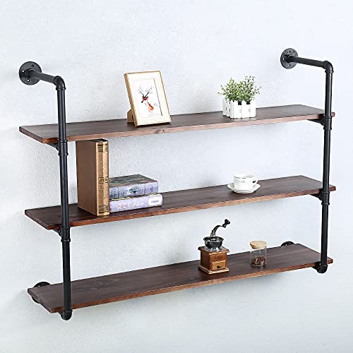 Industrial Pipe Shelves With Wood Planks