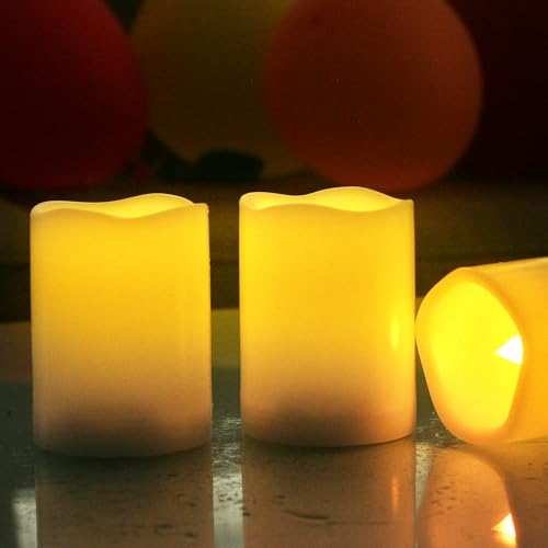 Outdoor Battery Operated Flameless LED Candles with Timer D3”xH3” 6 PCS (6 Count)