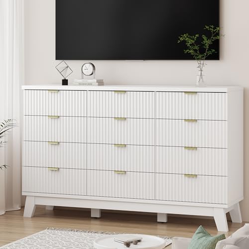 Fluted Dresser for Bedroom with 12 Drawers