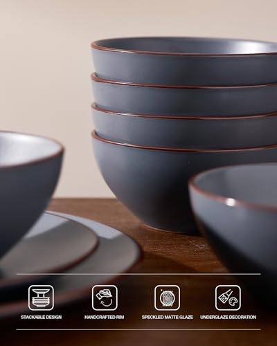 Venus Stoneware Dinnerware Sets with Pasta Bowls (24 Count)