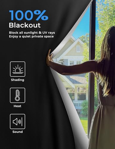 Blackout Curtains 60"x36" Portable No Drill Black Out Window Cover