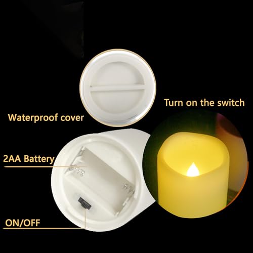 Waterproof Outdoor Battery Operated Flameless Candles with Auto Timer Flickering Plastic Resin Electric LED Pillar Lights for Lantern Patio Garden Wedding Party Decorations 3x4 Inches 2 Pack White (2 Count)