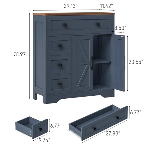 Farmhouse Storage Cabinet with 2 Doors and 4 Drawers