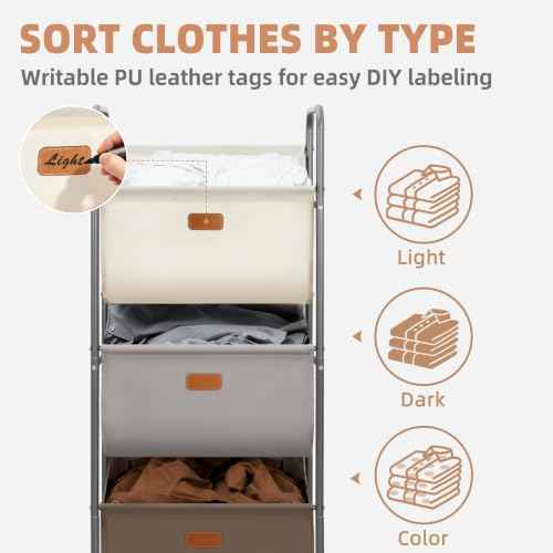 120 Liters Vertical Rolling Laundry Hamper