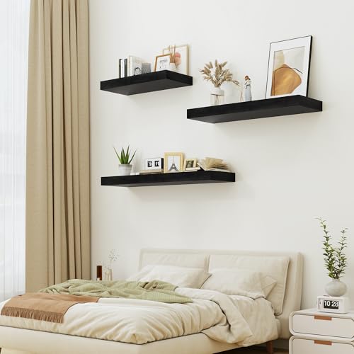Black Bathroom Shelves Floating Shelves for Wall Shelf Over Toilet Long Wall Mounted Modern Farmhouse