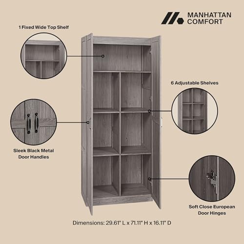 Cornelia Modern Tall Storage Cabinet with Doors and Adjustable Shelves 1.0