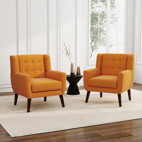 Accent Chair Modern Upholstered Armchair in Fabric for Living Room (2 Count)
